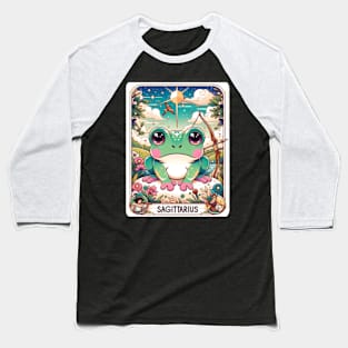 Sagittarius Zodiac Cottagecore Frog Tarot Card Birthday Baseball T-Shirt